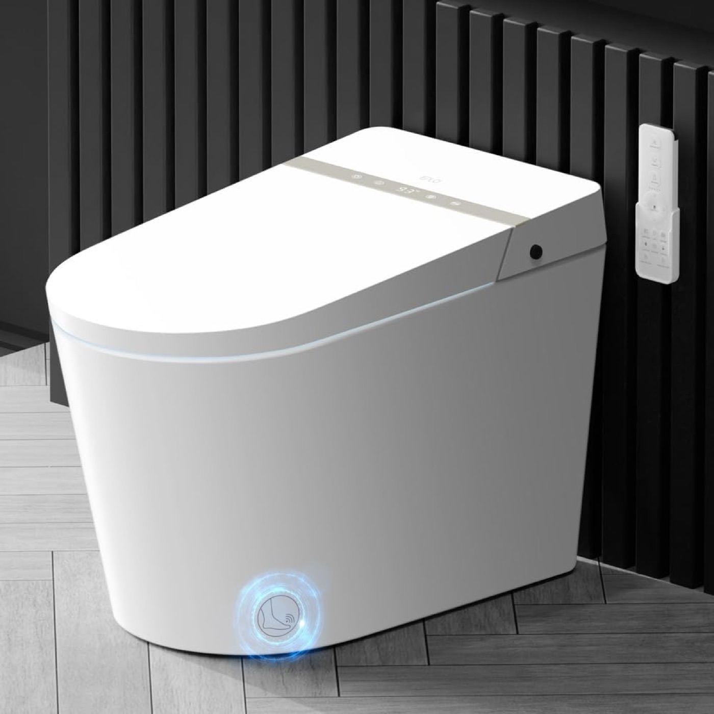 Eplo smart toilet with wall remote installed in a modern Utah bathroom