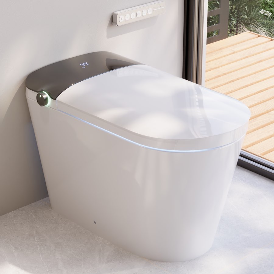 ADA-height smart toilet installed in a modern bathroom