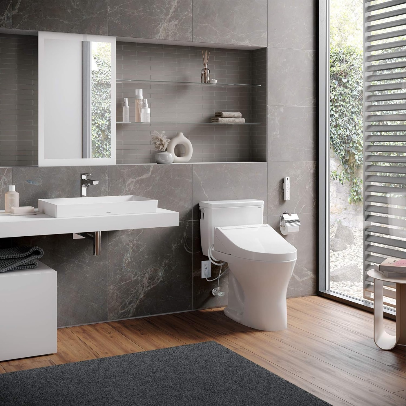 Finished Toto washlet installation in a modern Utah bathroom